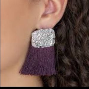 Plume Bloom Purple tassel earrings